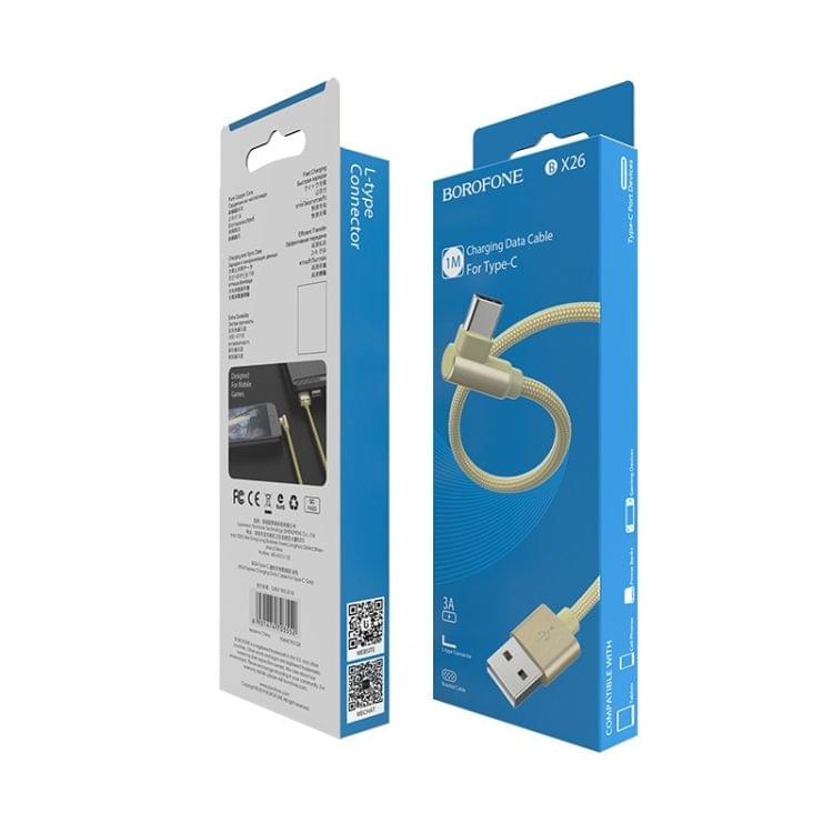 Borofone BX26 USB-C / Type-C to USB Elbow Express Charging Data Cable for Galaxy S8 & S8+ / LG G6 / Huawei P10 & P10 Plus / Xiaomi Mi 6 & Max 2 and other Smartphones (Gold)