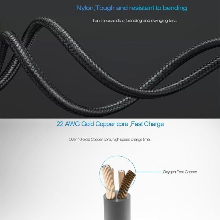 Cagabi N2-2 2m 2.4A Aviation Aluminum Alloy + Nylon USB to USB-C / Type-C Data Sync Fast Charging Cable