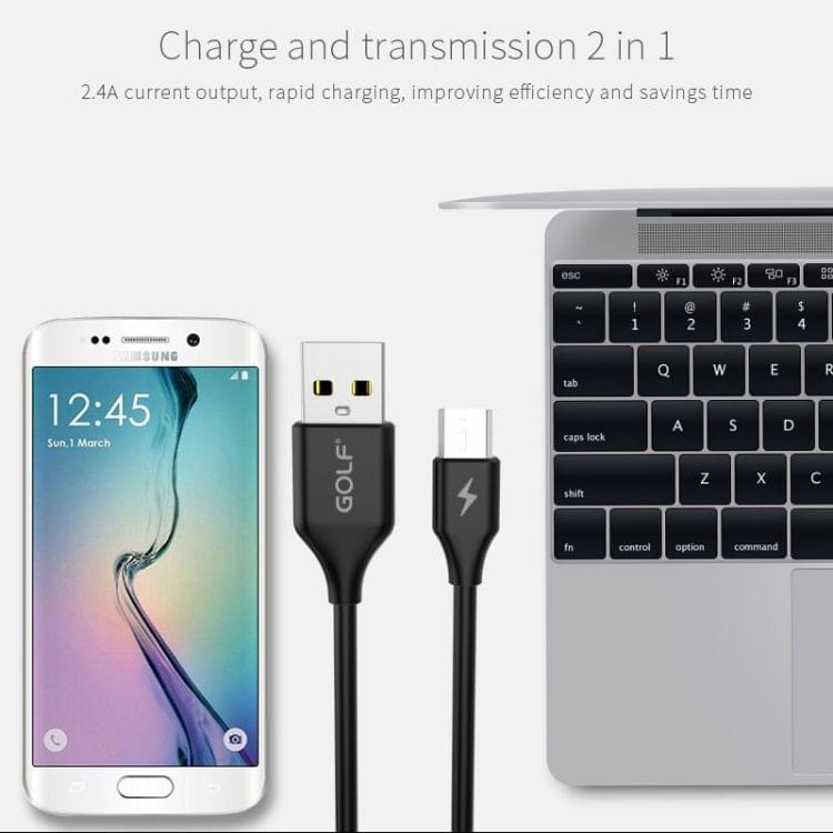 GOLF GC-59m 1m Micro USB to USB 2.1A Galloping Fast Charging USB Data Cable for Galaxy, LG, Huawei, Xiaomi and other Smartphones (Black)