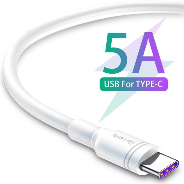Baseus CATSH-C02 5A USB to USB-C / Type-C Double Loop Fast Charging Cable, Cable Length: 2m (White)