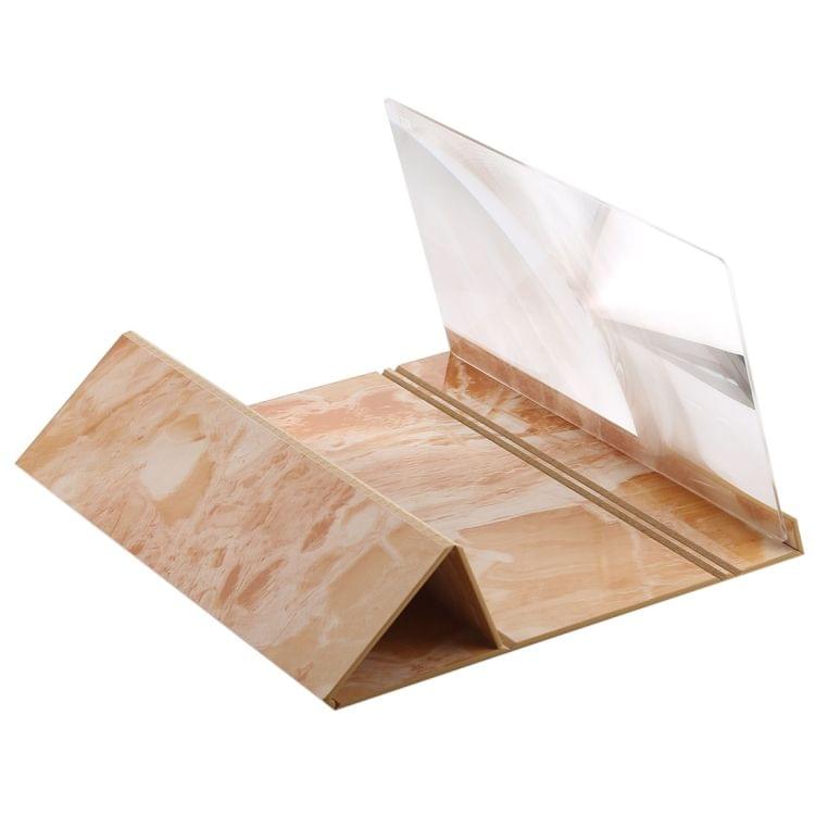 12.0 inch Universal Foldable Portable Wood + Organic Glass Eyeshield 3D Video Mobile Phone Screen Magnifier Bracket Enlarge with Holder for All Smartphones, Size: 260*190*8mm
