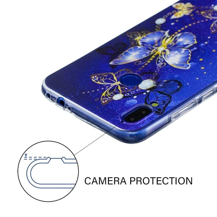 High Transparent Painted Purple Butterfly Pattern TPU Case for Xiaomi Redmi Note 7 / Redmi Note 7 Pro