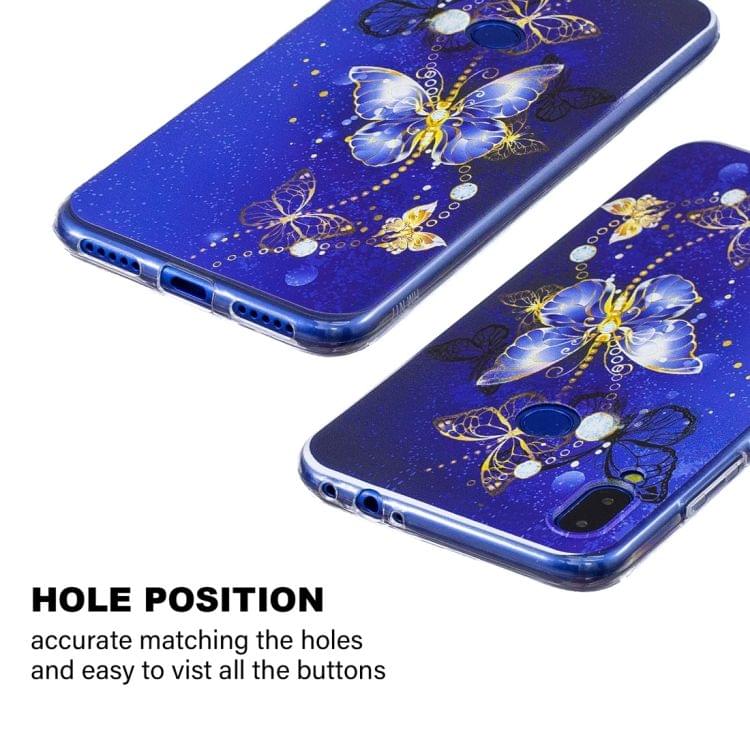 High Transparent Painted Purple Butterfly Pattern TPU Case for Xiaomi Redmi Note 7 / Redmi Note 7 Pro