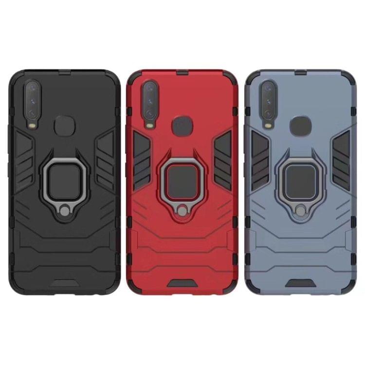 PC + TPU Shockproof Protective Case for Vivo Y17, with Magnetic Ring Holder (Black)