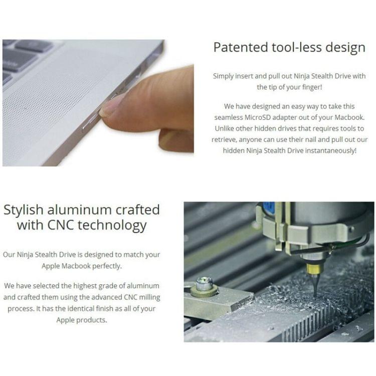 BASEQI Hidden Aluminum Alloy High Speed SD Card Case for Dell XPS 13.3 inch Laptop