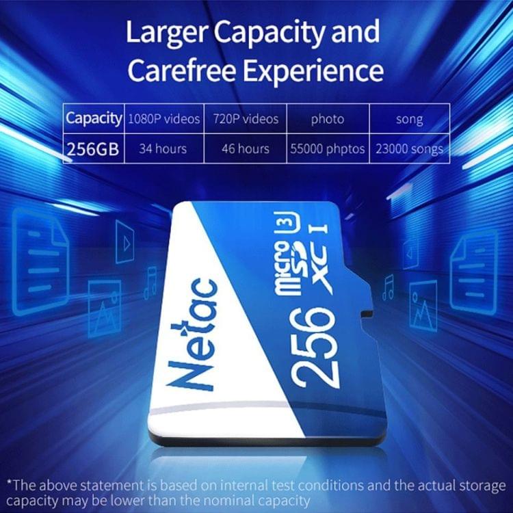 Netac P500 256GB U3 High Speed Ultra HD Video Memory Card TF Card