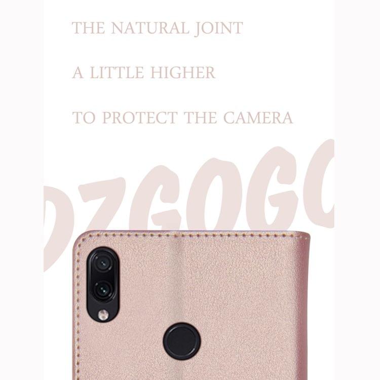 DZGOGO MILO Series PC + PU Horizontal Flip Leather Case for Xiaomi Redmi Note 7, with Holder & Card Slot & Wallet (Rose Gold)