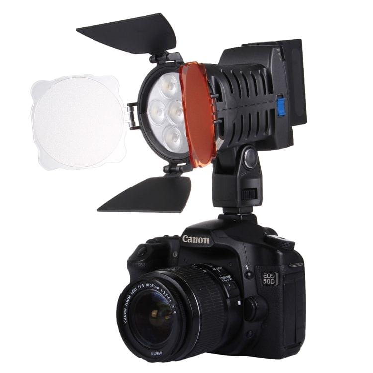LED-5010 6 LED 750LM Dimmable Video Light on-Camera Photography Lighting Fill Light for Canon, Nikon, DSLR Camera with Hand Grip