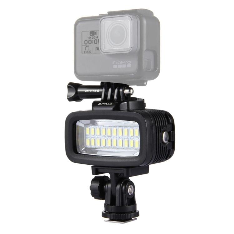 PULUZ 20 LEDs 40m Waterproof IPX8 Studio Light Video & Photo Light with Hot Shoe Base Adapter & Quick Release Buckle & Long Screw & 2 x Filter Plates for GoPro HERO5 /4 /3 /2 /1