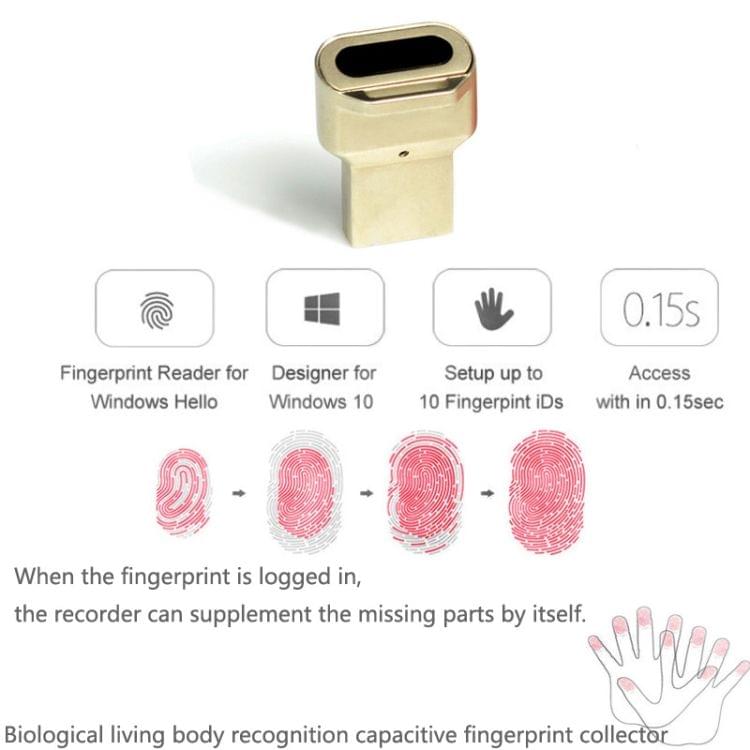 Mini USB Fingerprint Identification Logger Computer Software Protector, Support Windows10 & Windows Hllo (Black)