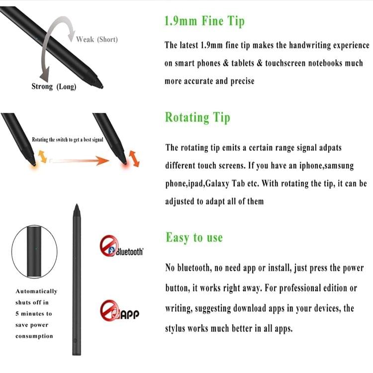 Active Capacitive Pen Stylus Pen for iPhone / iPad / Samsung Tablet PC