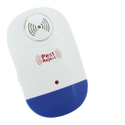 Electronic Ultrasonic Mosquito Rat Pest Control Repeller with LED Light, EU Plug AC90V-250V (White+Blue)
