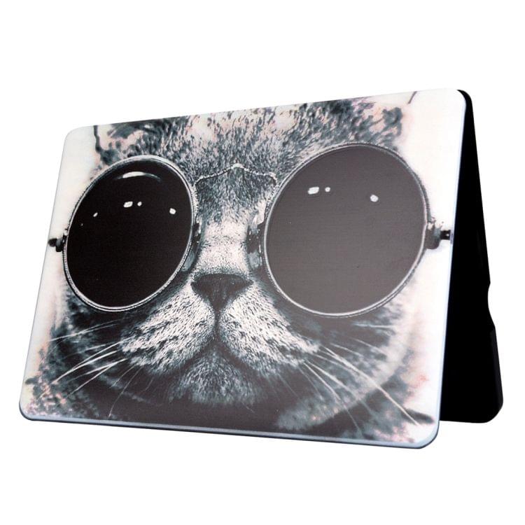 For Macbook Air 11.6 inch (2011 - 2013) A1370 & A1465 / MD711 / MC968 / MC969 / MD712 / MD224 Sunglasses Wearing Cat Pattern Laptop Water Decals PC Protective Case