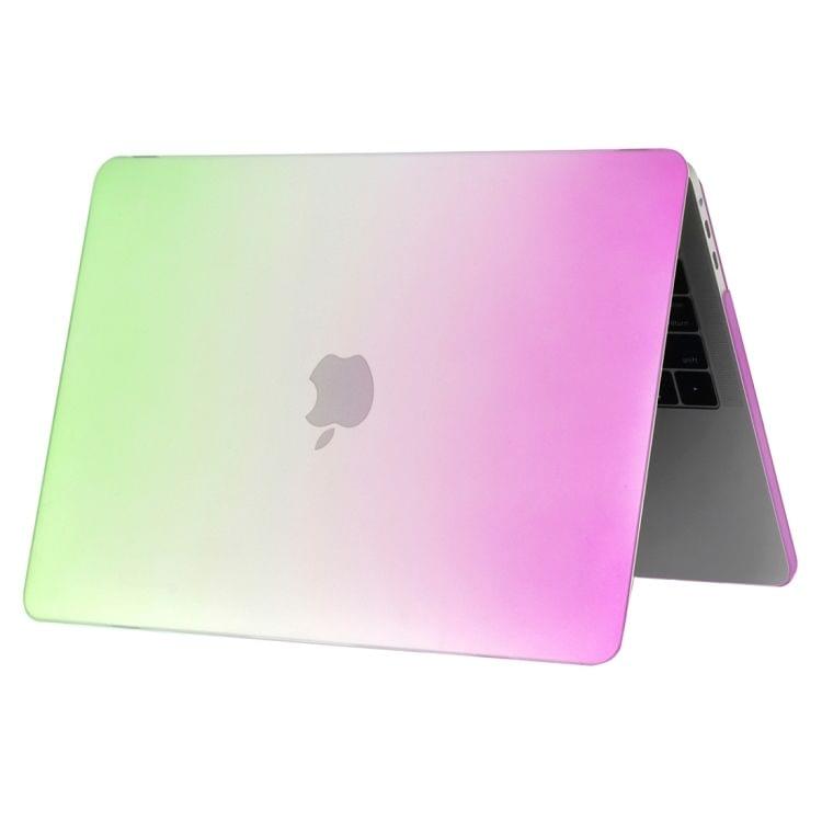 Laptop Rainbow Pattern PC Protective Case for MacBook Pro 15.4 inch A1990 (2018) (Purple + Green)