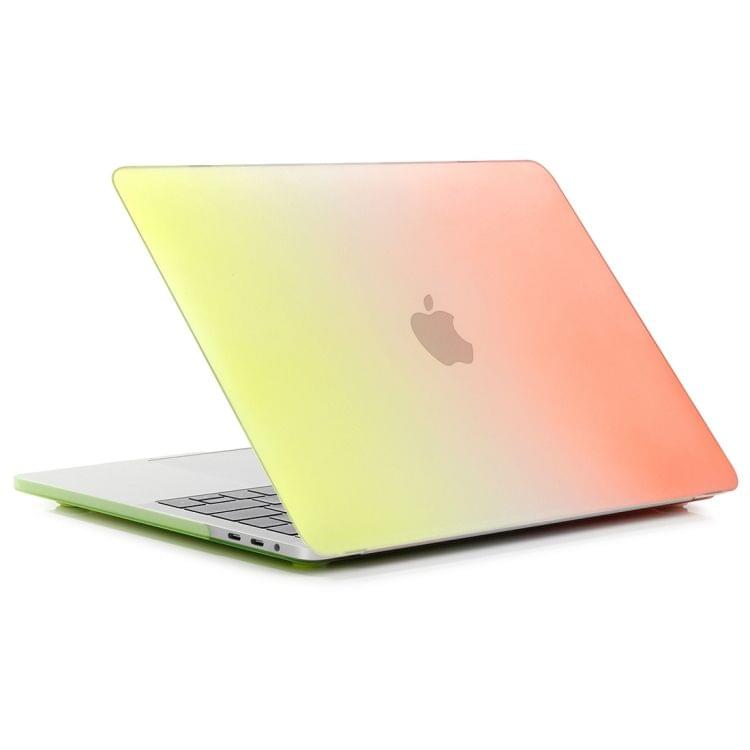 Laptop Rainbow Pattern PC Protective Case for MacBook Pro 15.4 inch A1990 (2018) (Yellow+Orange)