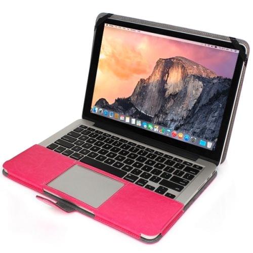 Notebook Leather Case with Snap Fastener for 13.3 inch MacBook Pro Retina(Magenta)