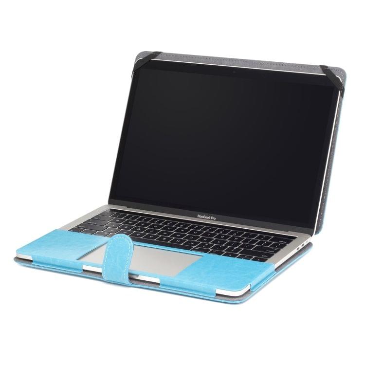 Crazy Horse Texture Horizontal Flip Leather PU Case for MacBook Pro 15.4 inch A1990 (2018) (Blue)