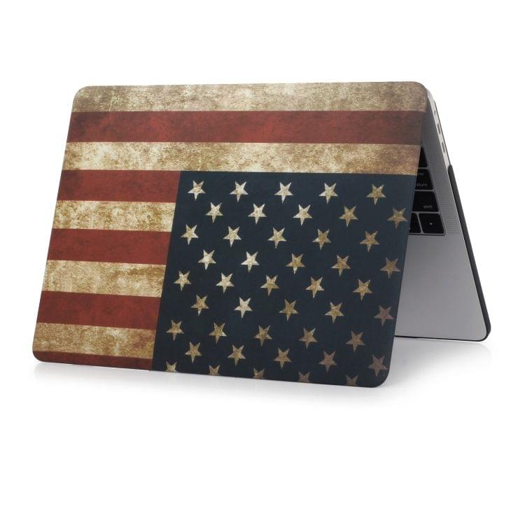 Retro US Flag Pattern Laptop Water Decals PC Protective Case for MacBook Pro 15.4 inch A1990 (2018)