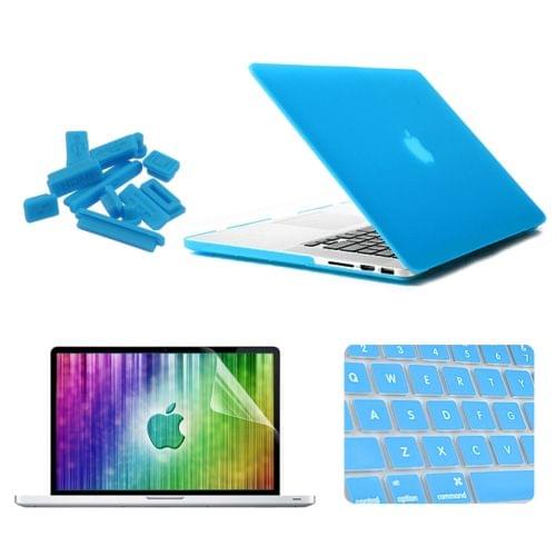 ENKAY for MacBook Pro Retina 13.3 inch (US Version) / A1425 / A1502 4 in 1 Frosted Hard Shell Plastic Protective Case with Screen Protector & Keyboard Guard & Anti-dust Plugs(Blue)