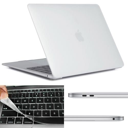 ENKAY Hat-Prince 3 in 1 Laptop Crystal Matte Protective Case + EU Version Ultra-thin TPU Keyboard Protector + Dust Plug Set for MacBook Air 13.3 inch A1932 (2018)(White)
