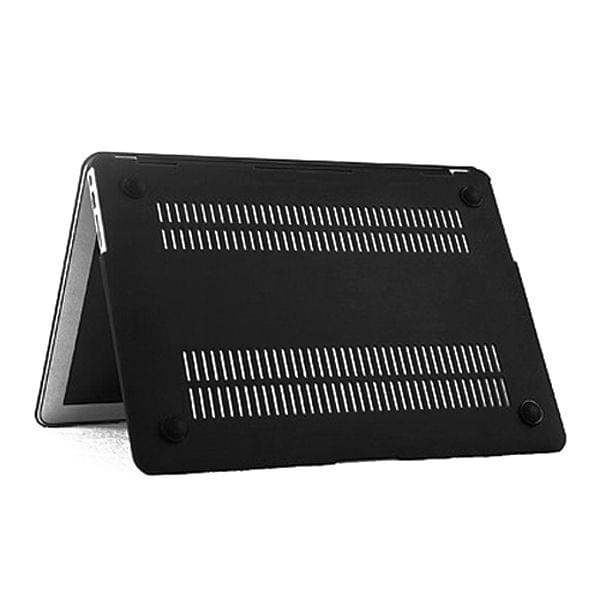 ENKAY for MacBook Air 13.3 inch (US Version) 4 in 1 Frosted Hard Shell Plastic Protective Case with Screen Protector & Keyboard Guard & Anti-dust Plugs(Black)