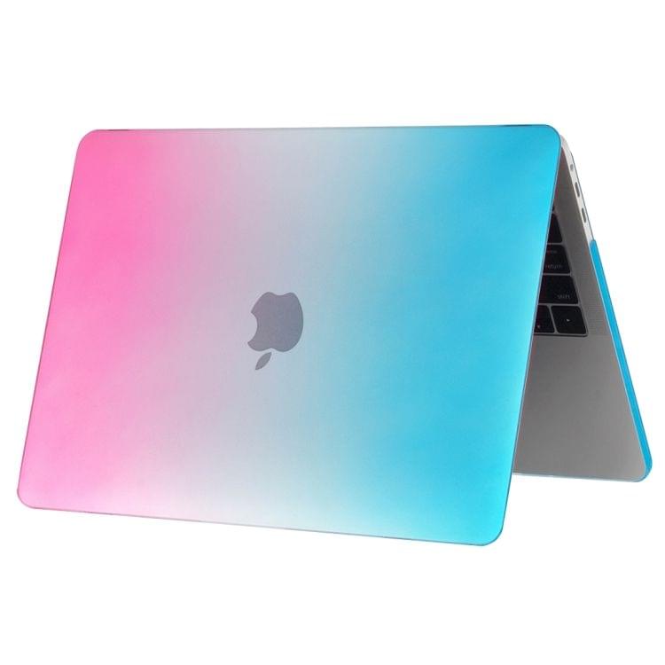 Laptop Rainbow Pattern PC Protective Case for MacBook Pro 15.4 inch A1990 (2018) (Blue + Magenta)