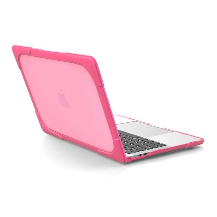 For Macbook Pro 13.3 inch (A1708) & with Touchbar (A1706) Laptop TPU + PC Folding Shockproof Protective Case with Holder(Magenta)