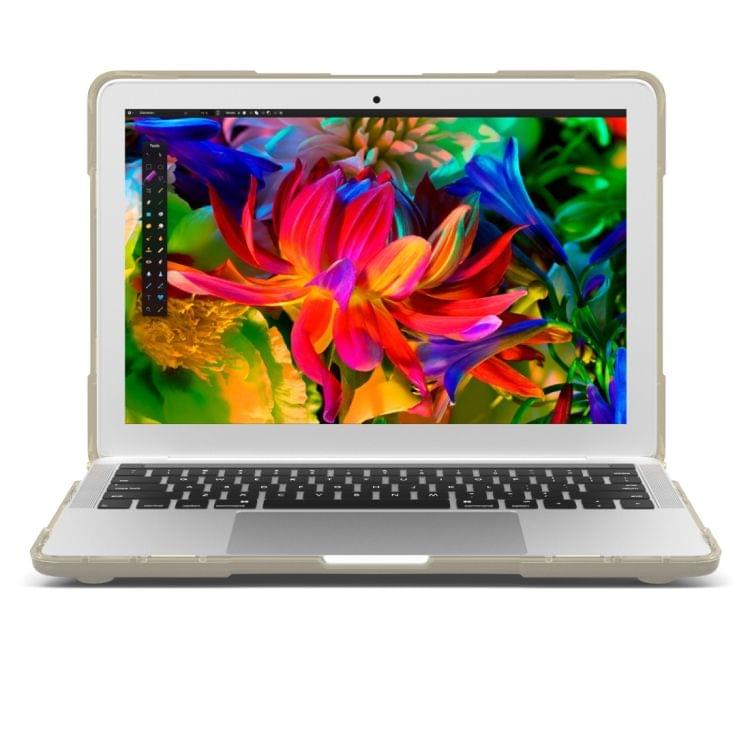 For Macbook Pro 13.3 inch (A1708) & with Touchbar (A1706) Laptop TPU + PC Folding Shockproof Protective Case with Holder(Khaki)
