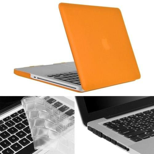 ENKAY for Macbook Pro 13.3 inch (US Version) / A1278 Hat-Prince 3 in 1 Frosted Hard Shell Plastic Protective Case with Keyboard Guard & Port Dust Plug(Orange)