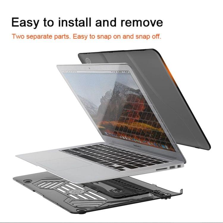 Multi-function Ultra-thin Translucent Heat Dissipation Laptop PC Protective Case for MacBook Air 13.3 inch, with Holder & Handle & Slip-resistant Feet (White)