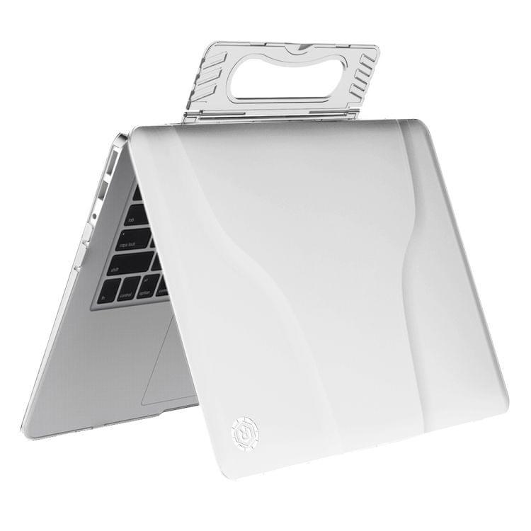 Multi-function Ultra-thin Translucent Heat Dissipation Laptop PC Protective Case for MacBook Air 13, with Holder & Handle & Slip-resistant Feet (Transparent)