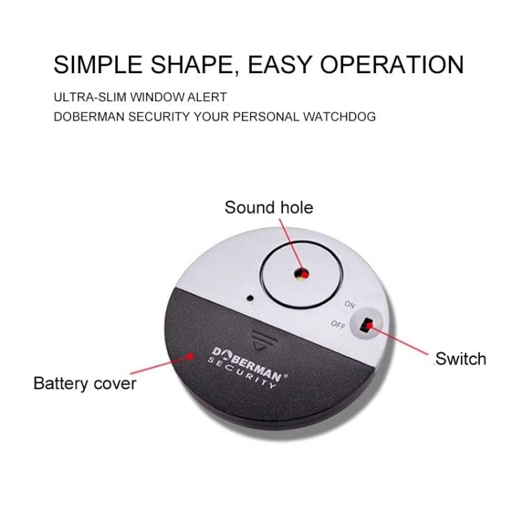DOBERMAN SE-0106 Ultra-slim Round Door / Window Alert Detect Vibration Sensor Alarm for Home Alarms Security