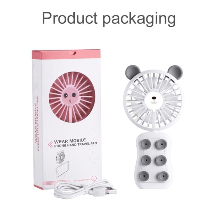 CYKE HND-03 DC 5V USB Portable Foldable Cartoon Rabbit Shaped Suction Cup Mini Fan with Stand & LED Light (Pink)