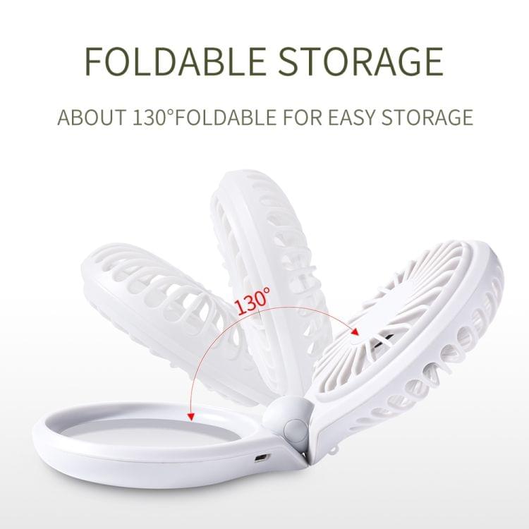 JOYROOM JR-CY275 Portable Mini Foldable Electric Fan with 3 Gear Regulation & Colorful Lights & Beauty Mirror (White)