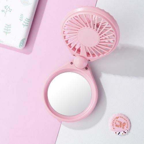 JOYROOM JR-CY275 Portable Mini Foldable Electric Fan with 3 Gear Regulation & Colorful Lights & Beauty Mirror (Pink)