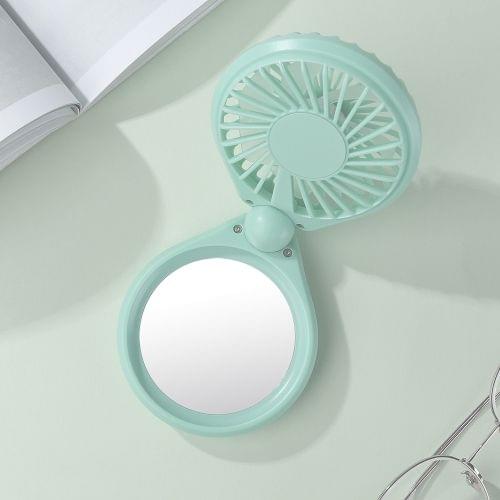 JOYROOM JR-CY275 Portable Mini Foldable Electric Fan with 3 Gear Regulation & Colorful Lights & Beauty Mirror (Green)