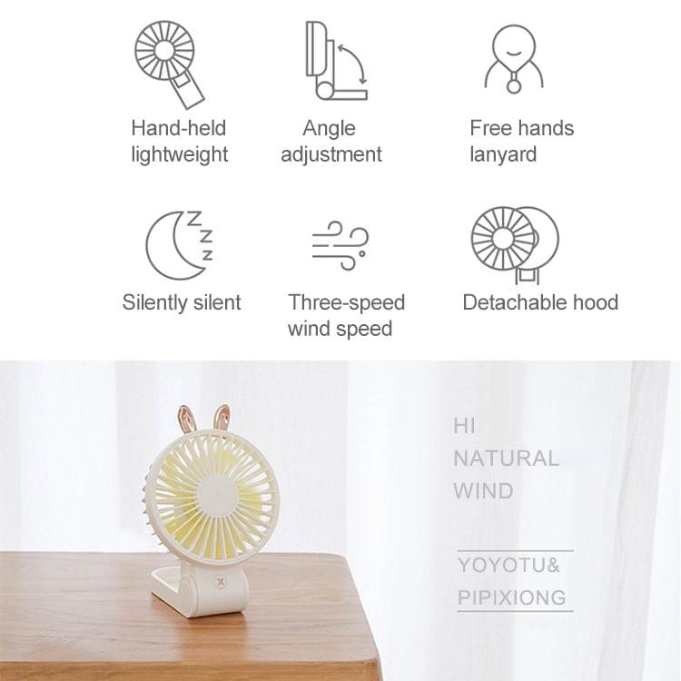CYKE Portable Foldable Mini USB Charging Mute Electric Fan, with 3 Speed Control (White)