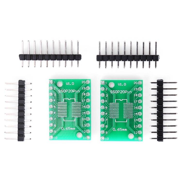 2 PCS Landa Tianrui LDTR - YJ032 / D Dual-side SOP20 / SSOP20 / TSSOP20 SMD to DIP20 Adapter Board for Arduino