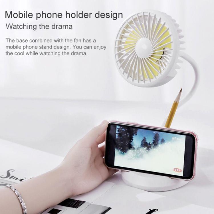 WT-D8 2000mAh 360 Degree Rotation Mini Portable Light Fan with 3 Speed Control& Phone / Pen Holder (Pink)