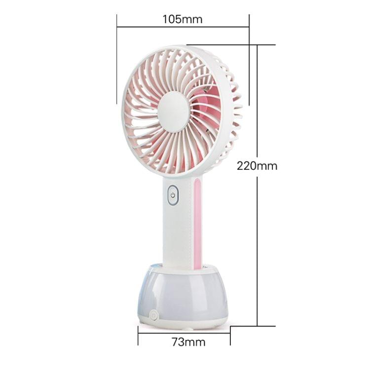 OCUBE D401 4W USB Charging Portable Handheld Electric Fan, with 3 Speed Control & LED Light Base (Pink)