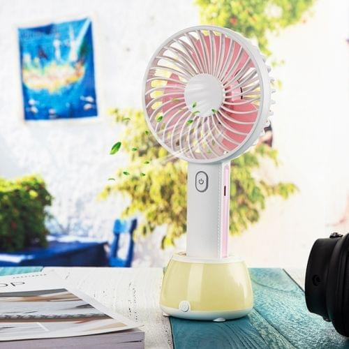 OCUBE D401 4W USB Charging Portable Handheld Electric Fan, with 3 Speed Control & LED Light Base (Pink)