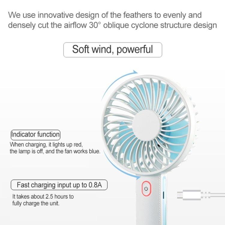 OCUBE D401 4W USB Charging Portable Handheld Electric Fan, with 3 Speed Control & LED Light Base (Pink)