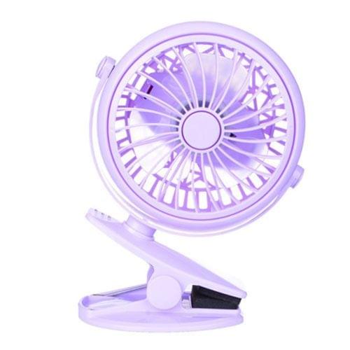 DC 5V USB Rechargeable Battery Operated 360 Degree Rotation Cooling Clip Fan, 2 Speeds (Purple)
