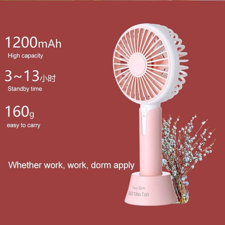 Mini DC 5V USB Rechargeable Aromatherapy Cooling Handheld Fan, 3 Speeds (Grey)