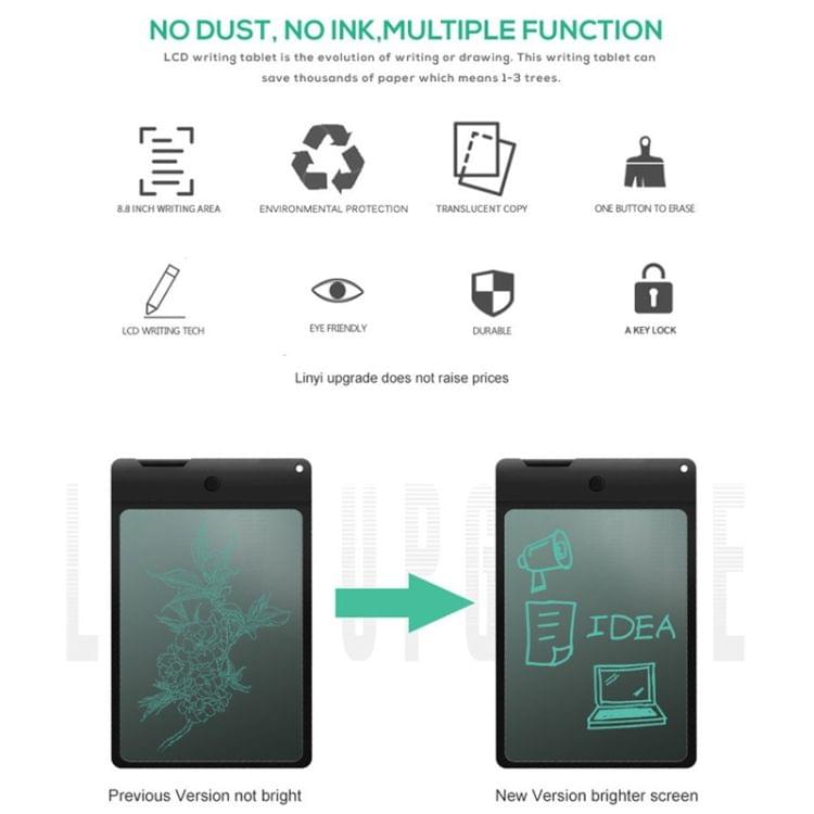 8.8 inch LCD Writing Tablet Electronic Graphic Board E Writer Paperless Digital Drawing Notepad for Home Office Writing Drawing