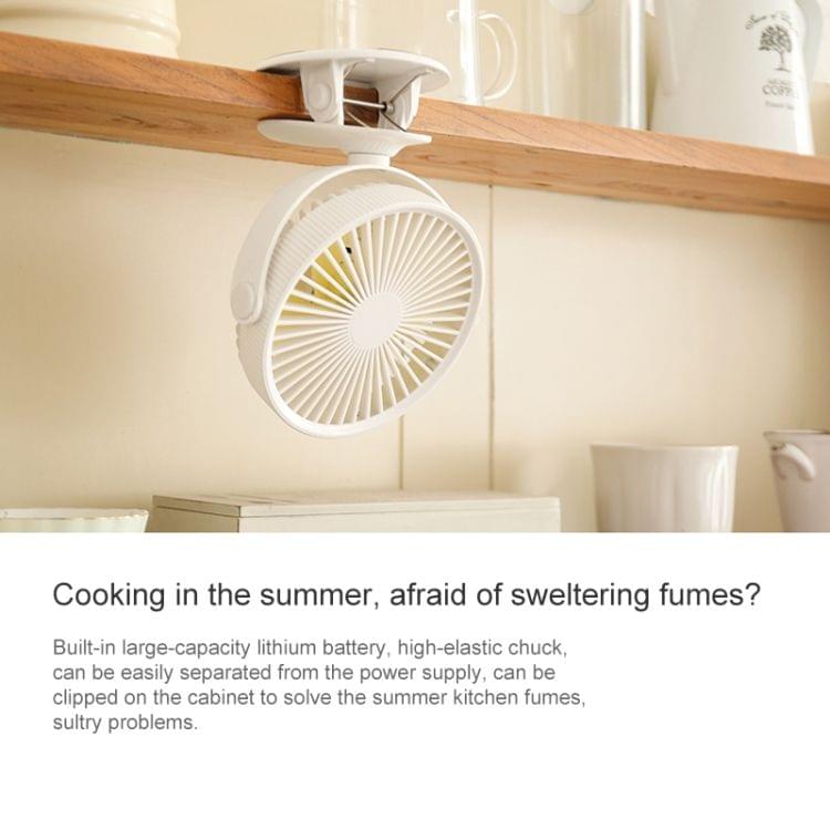 WT-F15 Clamp Dual-use 1200mAh 360 Degrees Rotation Mini Wireless USB Portable Fan with 3 Speed Control (White)