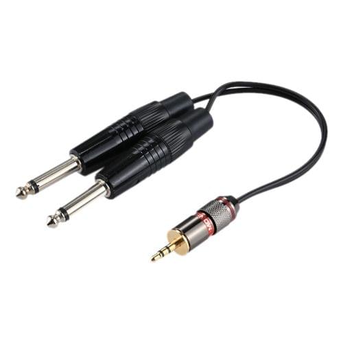 3.5mm Male to 2 x 6.35mm Male Mono Audio Adapter Cable, Total Length: about 27cm