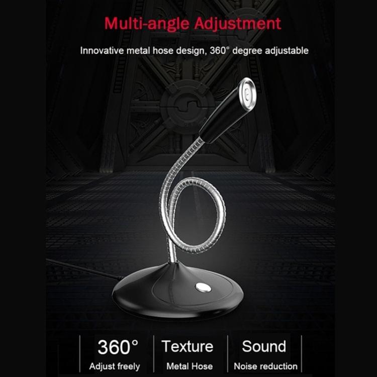 BK Desktop Gooseneck Adjustable USB Wired Audio Microphone, Built-in Sound Card