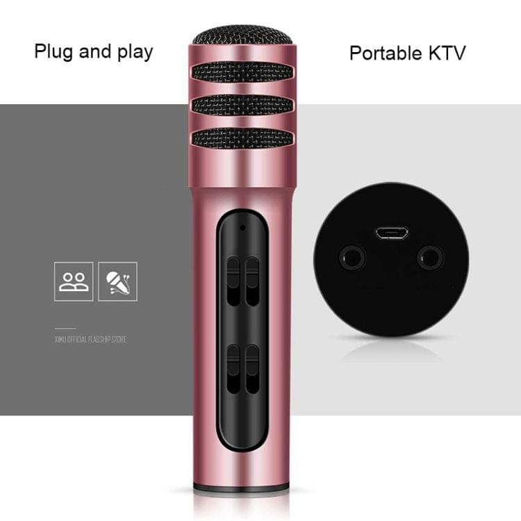 BGN-C7 Condenser Microphone Dual Mobile Phone Karaoke Live Singing Microphone Built-in Sound Card(Pink)