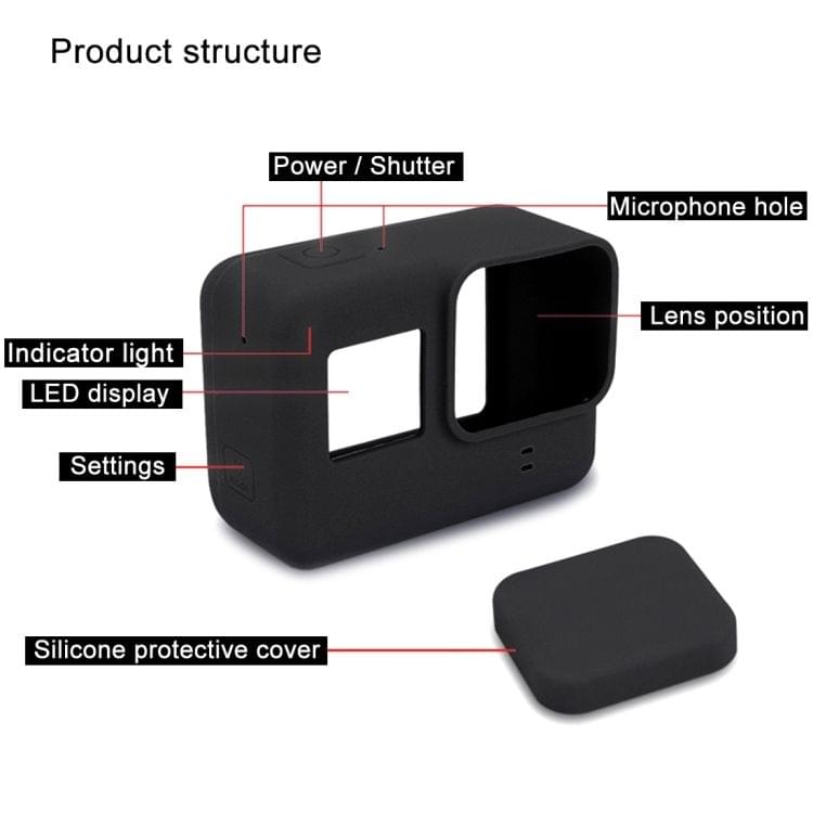 Silicone Protective Case with Lens Cover for GoPro HERO7 Black /7 White / 7 Silver /6 /5(Black)